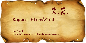 Kapusi Richárd névjegykártya